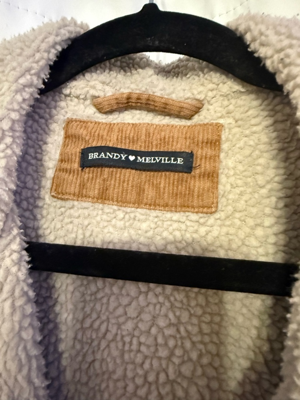 Brandy Melville Elisha Fur Corduroy Jacket Brown Sherpa Lining - Picture 5 of 6